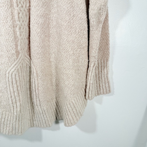 Anthropologie Angel Of The North Cowl Neck Cable Knit Cream Wool Sweater XS - Picture 11 of 13